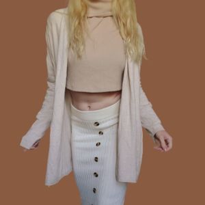 Zara Knit Long Duster Cardigan Nude Beige Medium